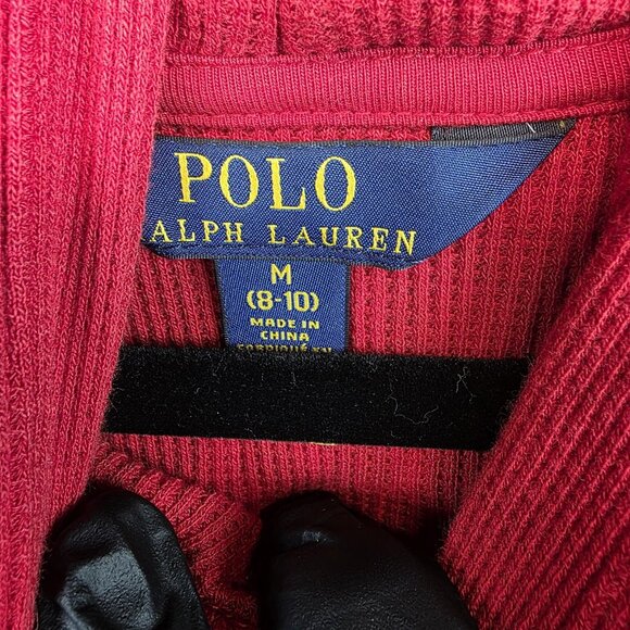 Polo Ralph Lauren Dress Girls Size Medium Red Fair Isle Hooded Sweater Holiday - Picture 11 of 12